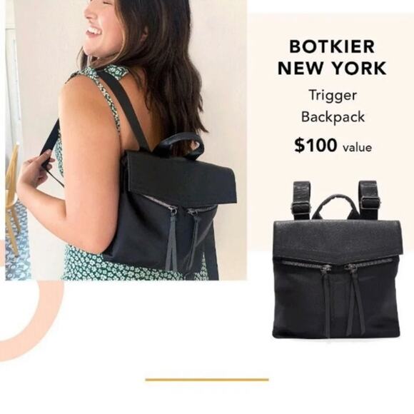 Botkier New York Backpack Bag Black Trigger Mini Backpack Travel Small NEW - Picture 2 of 14